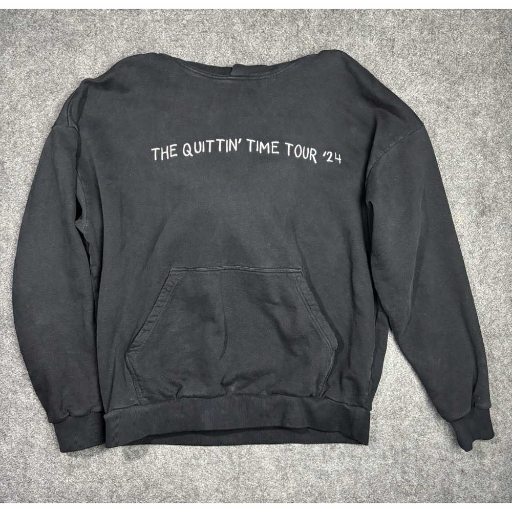 Zach Bryan Quittin Time Tour 2024 Hoodie Men's Medium Black Concert Pullover